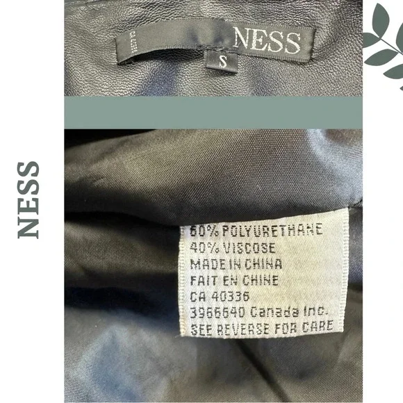 Ness Vegan Leather  Motorcycle Moto Jacket Lined Quilted Floral Black Size Small - Picture 7 of 7